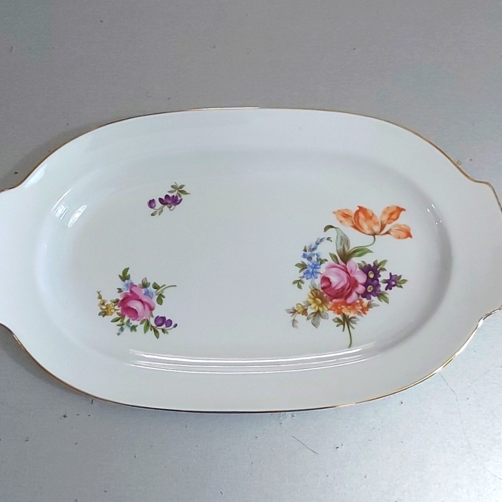 Floral Serveware Platter Vintage Porcelain GDR
